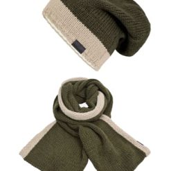 Neu ❤️ Outdoor & Sport Elkline Set: Strickschal Wrapped Mit Beanie Hat Up In Olive - Lightsand Günstig Kaufen ????
